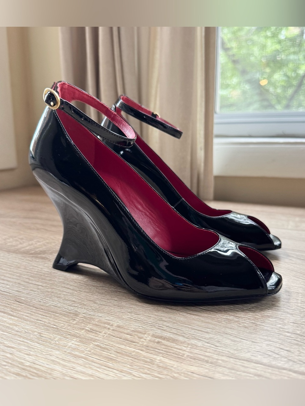 New Reformation x Camille Rowe Cheri Wedge Heels Black 7